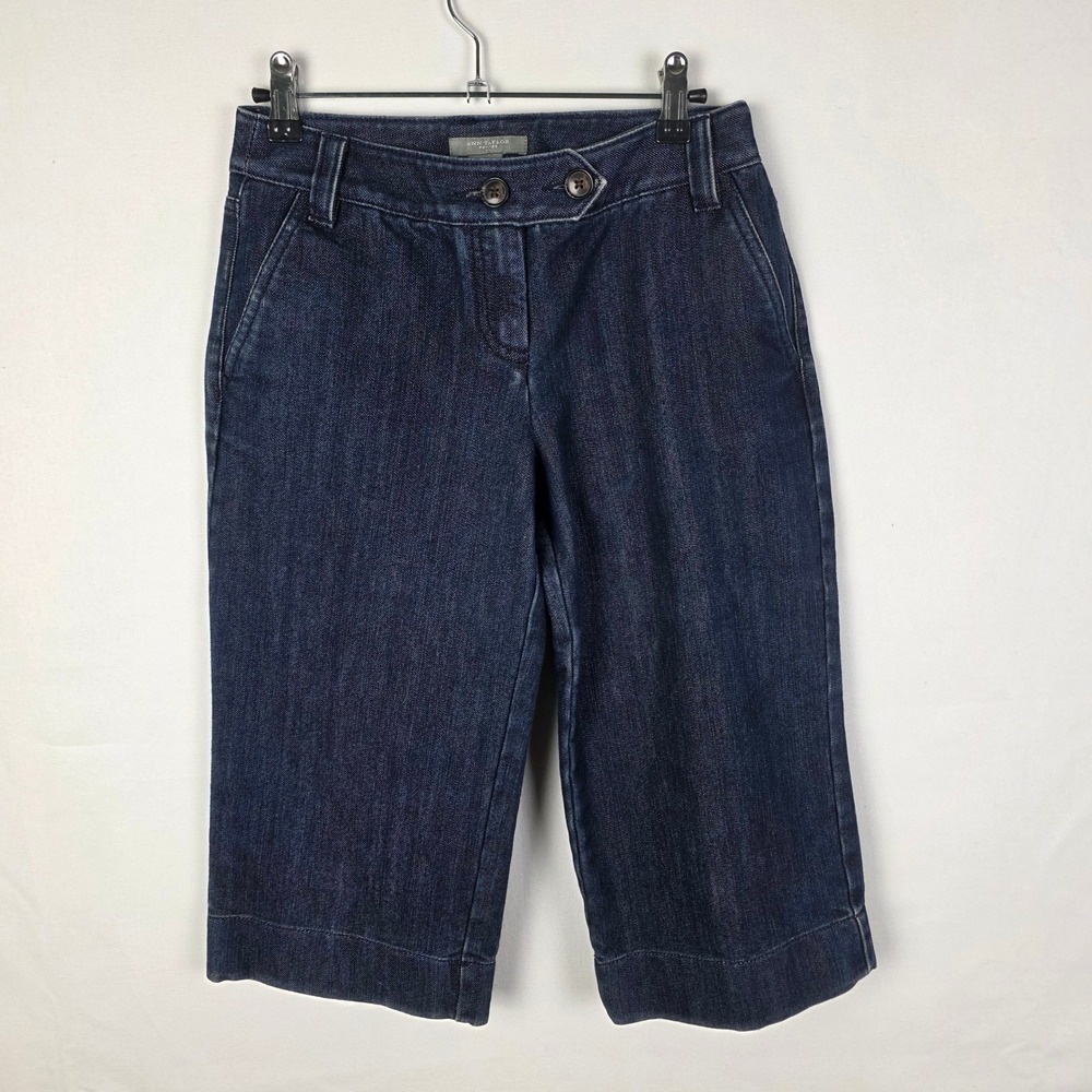 Ann Taylor Petites Dark Wash Denim Bermuda Trouser Shorts Blue 0P